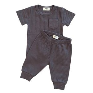 COAL | Ribbed organic baby toddler two-piece set